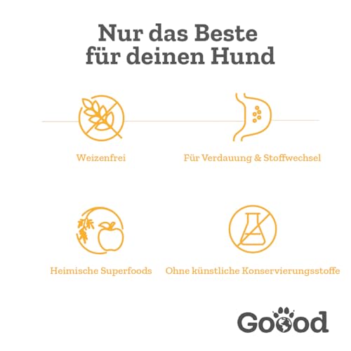 Goood - Adult Freiland-Pute - Nassfutter, Hundefutter - mit regionaler Gerste und Pastinake - Weizenfrei, Ohne Konservierungsstoffe - 12 x 400 g