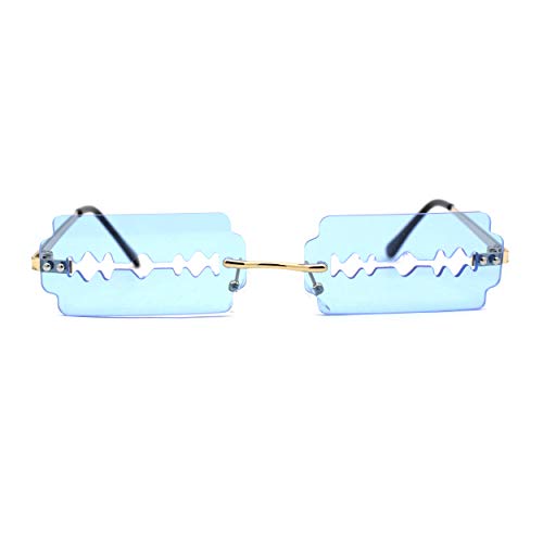 Image of SA106 Razor Blade Shape Funky Hipster Rimless Sunglasses