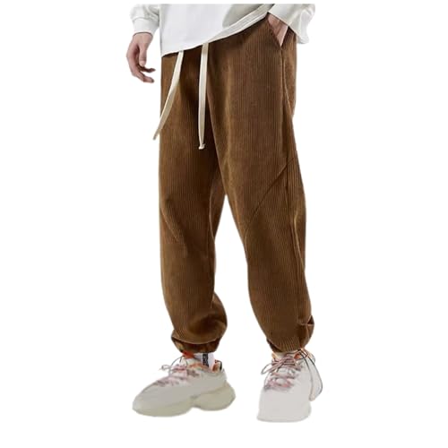 Mens Corduroy Joggers Pants Elastic Waistband Sweatpants Baggy Wide Leg Slacks Casual Work Streetwear Pants for