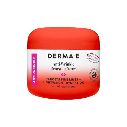 Derma E Anti-Wrinkle Renewal Skin Cream – Vitamin A Wrinkle Treatment Cream – Vegan Anti-Aging Moisturizer to Smooth & Renew Aging Skin, 4 oz