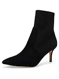 Women's Pointed Toe Sock Ankle Boots Stiletto Kitten Heel Slip On Winter Dress Party Booties
