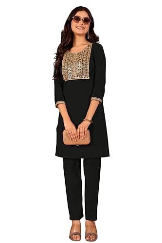 Image of Women's Embroidered Kurta Pant Set | Ethnic Kurta with Pant | Festive & Casual Wear Suit Set for Women