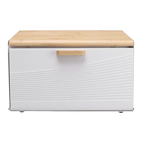 Zerodis Iron Bread Holder Box - Stylish Large Capacity Bread Bin for Restaurants and Home Use (White)