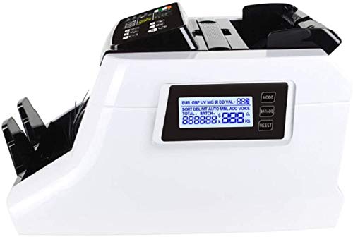 Contasoldi rilevamento di contraffazione UV/MG/IR – modalità conteggio, aggiunta e Batch, contabanconote Veloce con Una velocità di 1.000 Banconote al Minuto - Contatore di Banconote in