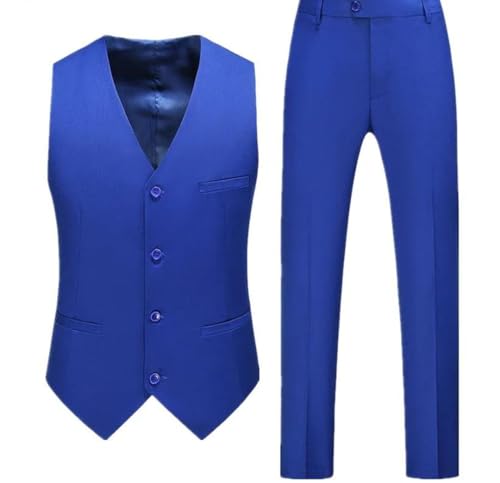 Men's Sleeveless Vest Set - Rose Gray Waistcoat | Purple Trousers China Size3