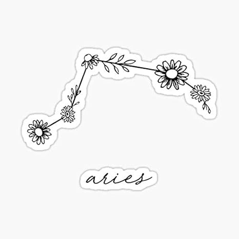 Aries Zodiac Wildflower Constellation Sticker - Sticker Graphic - Auto, Wall, Laptop, Cell, Truck Sticker for Windows, Cars, Trucks
