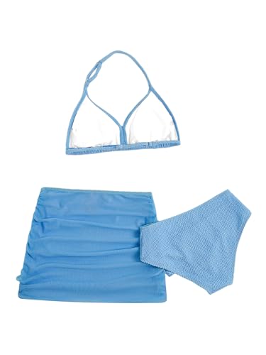 Image of SHENHE Girl's 3 Piece Swimsuits with Cover Up Skirt Halter Triangle Bathing Suits Bikini Set