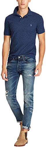Image of POLO RALPH LAUREN Men Custom Fit Mesh Pony Logo Shirt (XXL, NavyHtr)