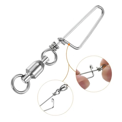 Sndperiexam 10Pcs Silver Fishing Snap Swivels, Ball Bearing Swivels with Stainless Steel Swivels Snaps Connector Corrosion Resistant Fishing Tackle High Strength for Freshwater Saltwater