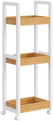 SONGMICS Chariot de Salle de Bain, Étagère Mince de Salle de Bain...