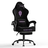Ferghana Silla Gaming Ergonómica,Silla de Oficina Tela Transpirable,Silla Gamer con Soporte Lumbar Masaje,Asiento Elastico,Reposacabezas,Respaldo Reclinable 90-135°,Regulable en Altura,Negro