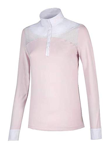 T-shirt de compétition équestre manches longues rose avec dentelle Equiline
