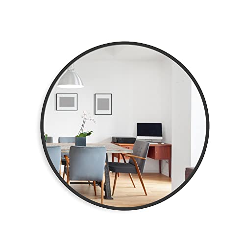 Black Bathroom Mirror For Wall, Large Round (24 Inch) Entryway, Bedroom, & Living Room. Metal Hanging Circle Vanity, Wall Mouted (24'' - Framed Mirror) #TOP1