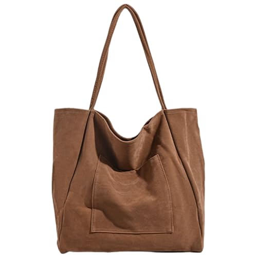 Sac à bandoulière en daim marron clair ample pour femme
