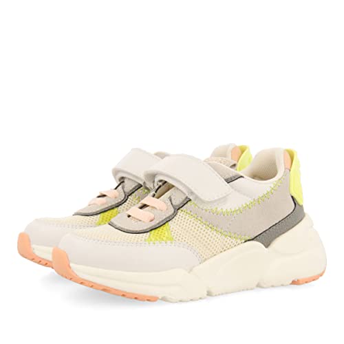 Sneakers blanches à résille respirante tapalpa et détails jaune fluo