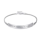 “Always My Sister Forever My Friend” Sterling Silver Sister Bracelets Engraved Adjustable Bracelet Gift for Sisters Female BFF