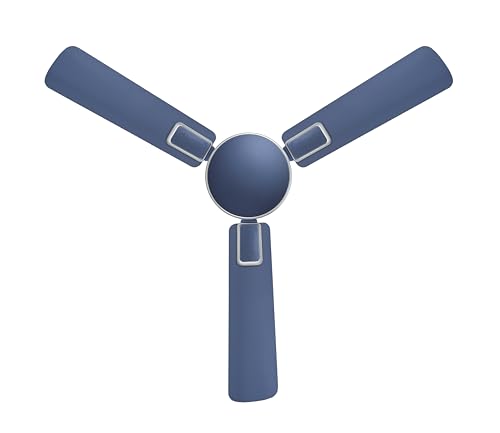 Image of Sujata Ceiling Fan | 100% Copper Winding | 5-Year Warranty | Decorative Ceiling Fan for Living Room /Bedroom | Powerful Airflow | BEE Star Rated | Impresso ES18 (Matt Blue Silver)