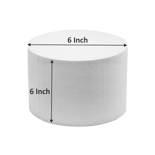 Image of OMKRAFT Round Cake Dummy 6 x 6 Inch | High Density Foam Cake Base for Cake Decoration, Practice & Display | Reusable Dummy Cake for Bakers | Pack of 1