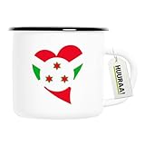 Huuraa Emaille Tasse Bur&i Flagge Herz 300ml Vintage Campingbecher Geschenkidee