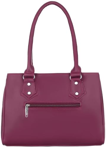 Image of Women's PU Leather Shoulder Handbag | Spacious 3 Compartment Tote Purse with Zip Closure & Multiple Pockets | Top Handle Office College Travel Handbag | 30 x 25 x 12 cm