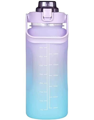 Image of Motivational Sipper Water Bottle 2 Liter with Time Marker Wide Mouth, Straw & Handle, Leak proof, Non-Toxic, BPA Free GYM, Outdoor Plastic Water Bottle for Kids Adults (Multicolour)