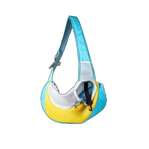 Effonek 猫用バッグ ポータブル 軽量 スタイリッシュ 通気性に 旅行用ペット小型犬用クロスボディバックパック (M,ブルー)