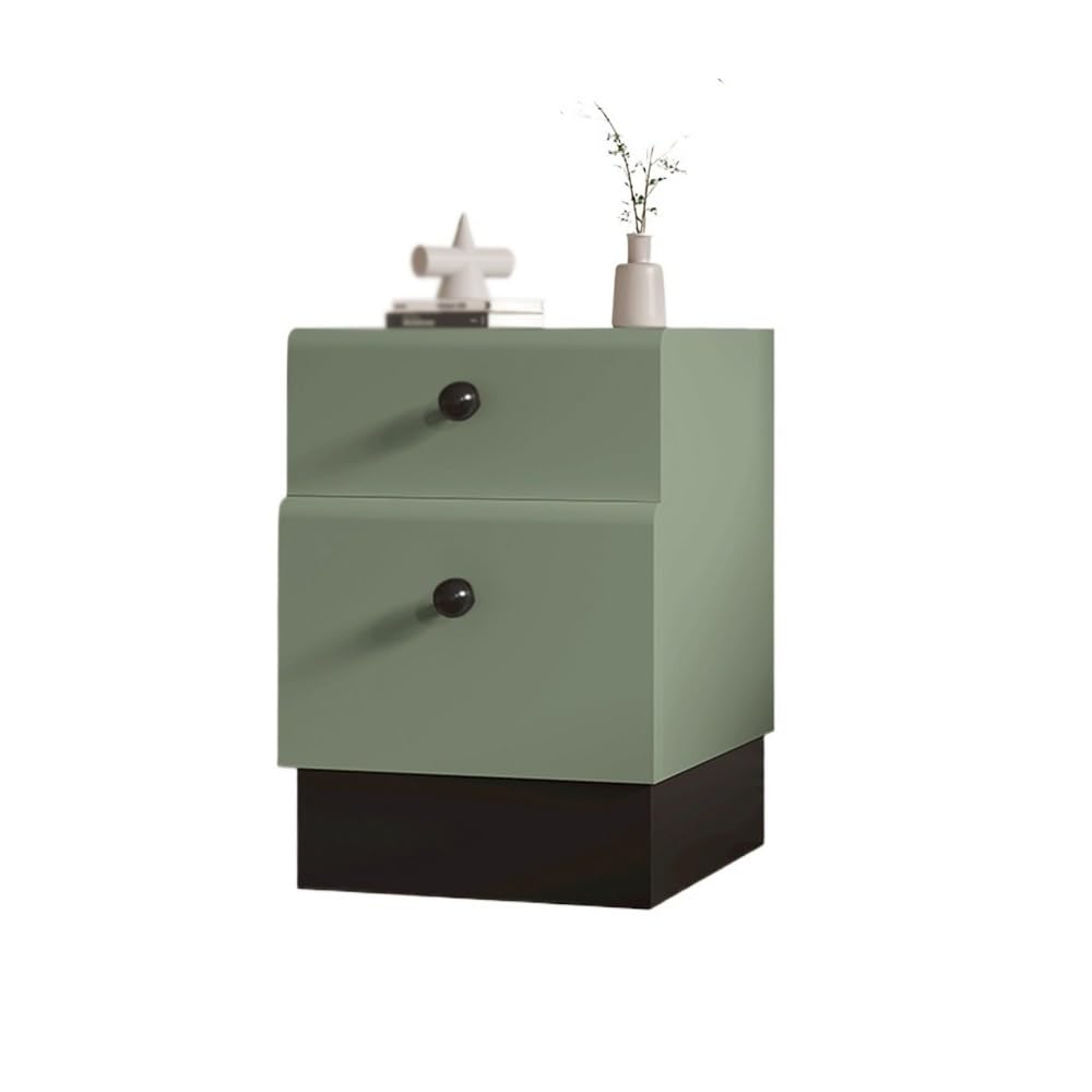 Table de chevet minimaliste noire et verte en bois de qualité