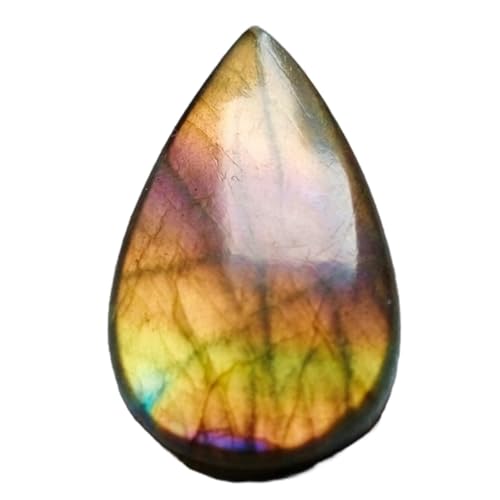 Cabochon en Labradorite jaune naturelle 35x20x7mm poire pour la création de bague et pendentif diy