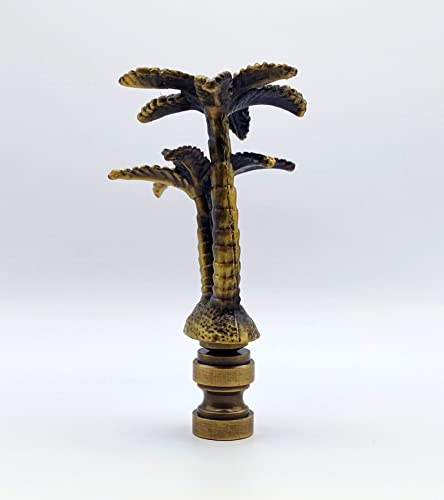 Image of Lamp Finial-Coconut Palm Tree-Antique Brass Finish, Highly Detailed Metal Casting