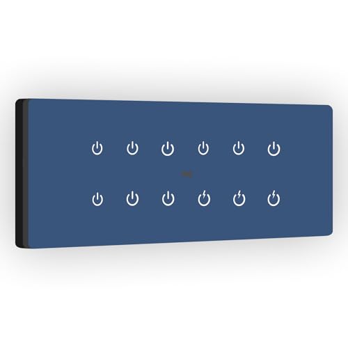 Image of IOTICS Smart Wifi Switch Board: 12 x Switch Module. Touch Control, Remote, App Control. Voice Compatible with Alexa & Assistant. Smart Touch Switch Board For Home Automation (Blue)