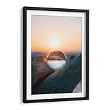 Canvas Lab | Dusk Upside Down | 19 x 29 in | Fine Art Framed Print, Frame Color: Black, With Mat | Sky and Space, Scenery, Beaches and seas, Coastal, Nature, Sea, Rustic, Modern