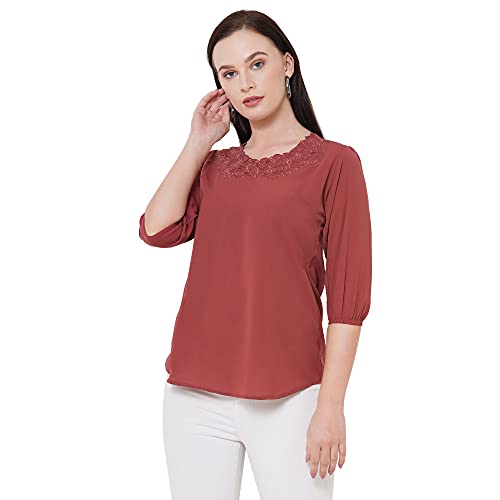 Image of GO-4 IT Women's Top with Cutwork Embroidery in Neck