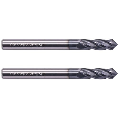 Image of BestParts 2Pcs 3 /16 inch 4-Flute 90 Degree Solid Carbide Drill Mill - AlTiN Coated, 90 Included Angle, 4 Flute, 3 /16 inch Cutting Diameter, 3 /16 inch Shank Diameter, 5 /8 inch Length of Cut, 2 inch Overall Length