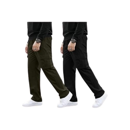 Image of GRECIILOOKS Men's Cargo Pants | 6 Pocket Cotton Cargo Joggers for Men | Loose Fit Stylish Pant with Pockets | Casual Baggy Trousers & Streetwear Lower