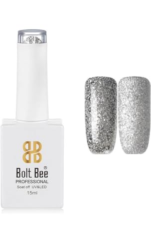 Image of BOLT BEE 15ML Gel Nail Polish 1Pc Clear Pink Glitter Nail Polish Soak Off UV LED Nail Gel Polish Nail Art Starter Manicure Salon DIY at Home, 0.5 OZ (1) (85)