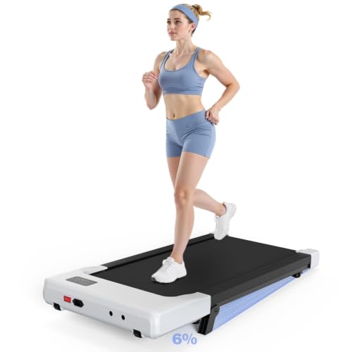 Image of 6% Incline 300 lbs Walking Pad Under Desk Treadmill | Quiet portable mini treadmill for home office with app & remote control. 100% pre-assembled and slim space-saving design.