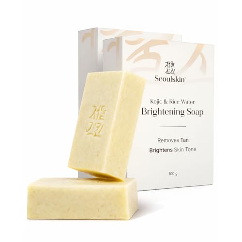 Image of Seoulskin Kojic Acid Rice Water Soap (Pack of 2) | Brightening & Tan Removal Bath Soap | For Dark Spots, Pigmentation & Underarm Brightening | Glowing Skin Soap for Men & Women | Paraben Free