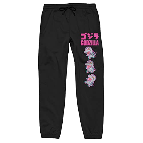 Chibi Godzilla Adult Unisex Black Graphic Sweatpants