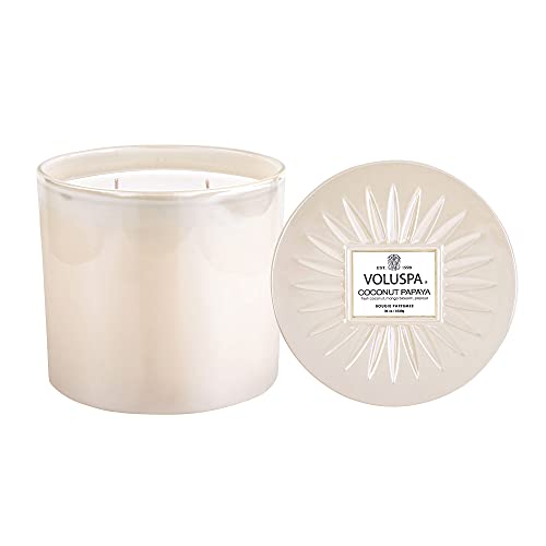Voluspa Coconut Papaya Candle | Grande Maison 3 Wick Glass | 36 Oz. | 100 Hour Burn Time |Coconut Wax And Natural Wicks For A Cleaner Burn | Vegan #TOP19
