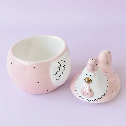 Boîte en forme de poulet en céramique pour ranger œufs et bonbons - 8