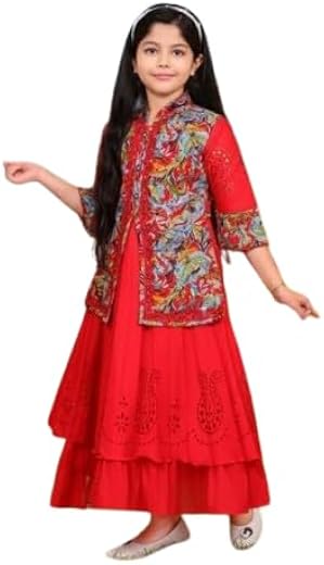 A-lien Kid Girls Long Cotton Blend Frock Dress| Comfortable, Breathable, Lightweight, Skin Friendly|SL_177