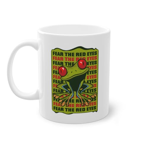 Fear The Red Eyes Taza de Café Amante de Mascotas | Taza Costa Rica Agalychnis Callidryas Ojos Rojos Rana Blanca (07320B)