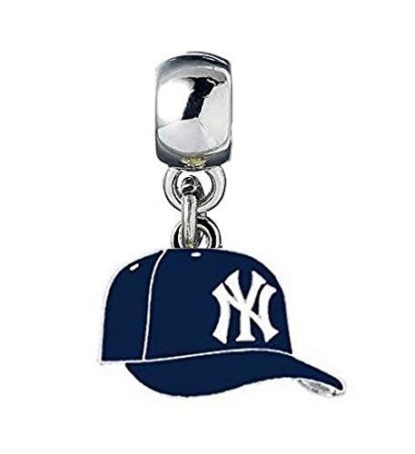 NY NEW YORK YANKEES BASEBALL CAP CHARM 5/8" W X 5/8" L Slider Pendant for Your Necklace European Charm Bracelet (Fits Most Name Brands) Jewelry DIY Projects ETC