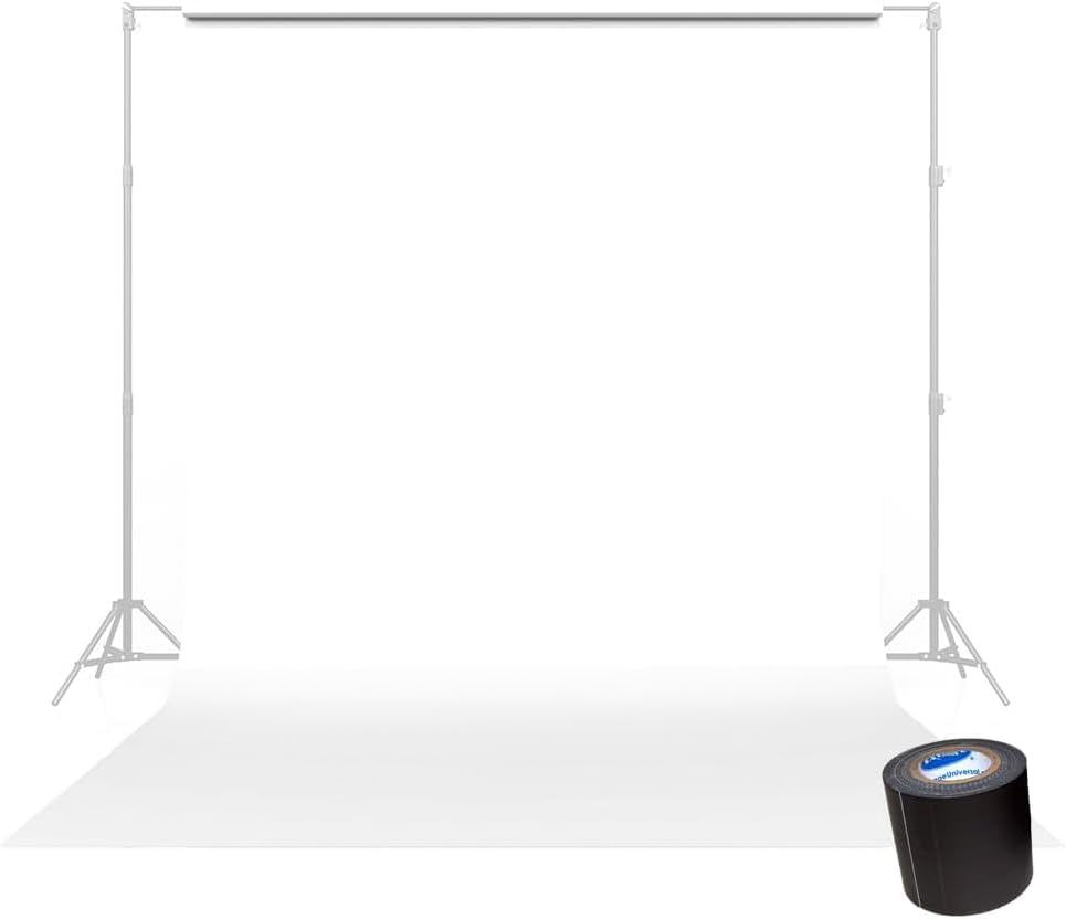Savage Seamless Background Paper - #1 Super White (107 in x 36 ft) with Free 2" x 4yd Black Gaffer Tape