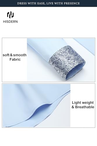 Image of HISDERN Mens Business Dress Shirts Long Sleeve Casual Button Down Shirt Formal Inner Collar Contrast Shirt for Men Wedding