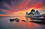 SPJOYSP peinture numero adulte cadeau pour,paysage naturel,malaisie,malacca,mosquée détroit,16X20 inch