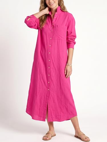 Image of Kuraki Women's Casual Print Button Front Maxi Shirt Dress