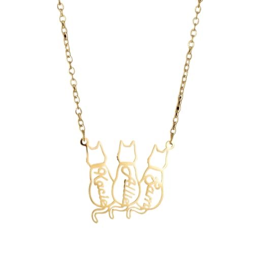 Keruidian Collier personnalisé avec nom de chat, spécialement conçu pour les femmes, avec chaîne pendentif en acier inoxydable, adapté pour les anniversaires, animaux domestiques et cadeaux pour