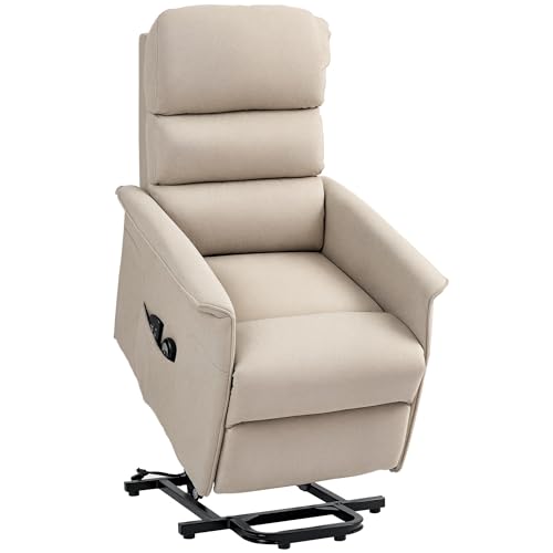 HOMCOM Fauteuil releveur électrique avec Fonction Massage et Chauffage Fauteuil de Relaxation inclinable avec Repose-Pied, 2 télécommandes, Pochette, Tissu...