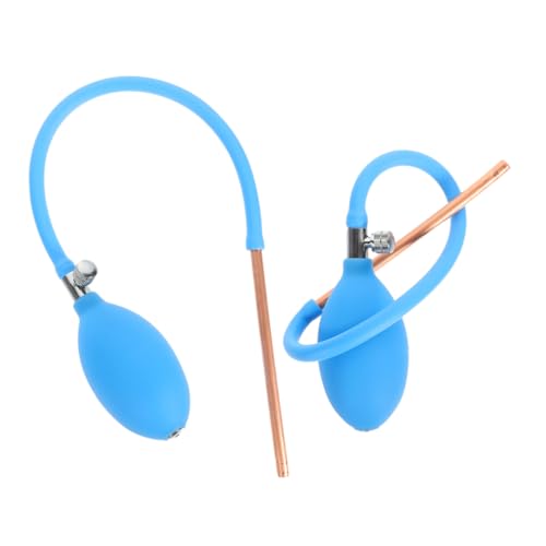 ELAYARD 2 Piezas Bolsa de soplado de arte de azúcar bola limpiadora de bolsos bomba limpiadora de oídos bombilla de mano de silicona soplador de moldes de aire plumero aéreo cobre Sky-blue